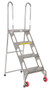 Vestil Stainless Steel Folding Ladder with Wheels - 4 Step 350 lb - Blue
