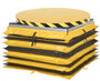 Vestil Steel Powered Lift Table With Manual Rotation And Vinyl Field Installed Accordion Skirt - 4,000 lb - Blue/Yellow