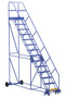Vestil Steel Rolling Warehouse Ladder - 50 Degree 14 Grip Strut 23-9/16 In. Step Width 350 lb - Blue