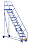 Vestil Steel Rolling Warehouse Ladder - 50 Degree 12 Grip Strut 23-9/16 In. Step Width 350 lb - Blue