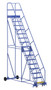 Vestil Steel Rolling Warehouse Ladder - 58 Degree 16 Perforated 23-9/16 In. Step Width 350 lb - Blue