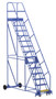 Vestil Steel Rolling Warehouse Ladder - 58 Degree 14 Perforated 23-9/16 In. Step Width 350 lb - Blue