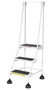 Vestil Steel Commercial Spring Loaded Ladder - 3 Steps 16 In. Wide 58 Degree with Anti-Slip Rubber Mats 300 lb - White