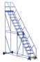 Vestil Steel Rolling Warehouse Ladder - 50 Degree 16 Perforated 23-9/16 In. Step Width 350 lb - Blue