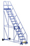 Vestil Steel Rolling Warehouse Ladder - 50 Degree 14 Perforated 23-9/16 In. Step Width 350 lb - Blue