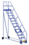 Vestil Steel Rolling Warehouse Ladder - 50 Degree 12 Perforated 23-9/16 In. Step Width 350 lb - Blue