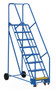 Vestil Steel Rolling Warehouse Ladder - 58 Degree 8 Grip Strut 23-9/16 In. Step Width 350 lb - Blue