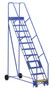 Vestil Steel Rolling Warehouse Ladder - 58 Degree 11 Grip Strut 23-9/16 In. Step Width 350 lb - Blue