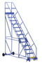 Vestil Steel Rolling Warehouse Ladder - 50 Degree 13 Grip Strut 23-9/16 In. Step Width 350 lb - Blue