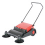 Vestil Plastic/Steel Large Belt Driven Manual Brush Sweeper - 9 Gallon - Red/Black