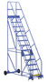 Vestil Steel Rolling Warehouse Ladder - 58 Degree 13 Perforated 23-9/16 In. Step Width 350 lb - Blue