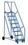 Vestil Steel Rolling Warehouse Ladder - 58 Degree 8 Perforated 23-9/16 In. Step Width 350 lb - Blue