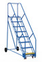 Vestil Steel Rolling Warehouse Ladder - 50 Degree 8 Perforated 23-9/16 In. Step Width 350 lb - Blue