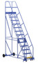 Vestil Steel Rolling Warehouse Ladder - 58 Degree 13 Grip Strut 23-9/16 In. Step Width 350 lb - Blue