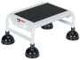 Vestil Steel Commercial Spring Loaded Ladder - 1 Step 16 In. Wide with Anti-Slip Rubber Mat 300 lb - White