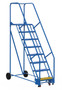Vestil Steel Rolling Warehouse Ladder - 58 Degree 8 Grip Strut 23-9/16 In. Step Width 350 lb - Blue