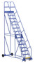 Vestil Steel Rolling Warehouse Ladder - 58 Degree 15 Perforated 23-9/16 In. Step Width 350 lb - Blue