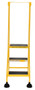 Vestil Steel Commercial Spring Loaded Ladder - 3 Steps 16 In. Wide 58 Degree with Anti-Slip Rubber Mats 300 lb - Yellow