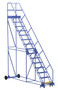 Vestil Steel Rolling Warehouse Ladder - 50 Degree 15 Perforated 23-9/16 In. Step Width 350 lb - Blue