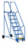 Vestil Steel Rolling Warehouse Ladder - 58 Degree 8 Perforated 23-9/16 In. Step Width 350 lb - Blue