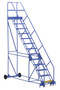 Vestil Steel Rolling Warehouse Ladder - 50 Degree 13 Perforated 23-9/16 In. Step Width 350 lb - Blue