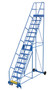 Vestil Steel Rolling Warehouse Ladder - 58 Degree 16 Grip Strut 23-9/16 In. Step Width 350 lb - Blue