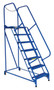 Vestil Steel Maintenance Ladder - 58 Degree 7 Grip Strut 24 In. Step Width 350 lb - Blue