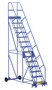 Vestil Steel Rolling Warehouse Ladder - 58 Degree 14 Grip Strut 23-9/16 In. Step Width 350 lb - Blue