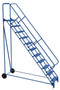 Vestil Steel Roll-A-Fold Ladder - 50 Degree 11 Grip Strut 23-9/16 In. Step Width 350 lb - Blue