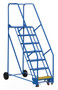 Vestil Steel Rolling Warehouse Ladder - 58 Degree 7 Grip Strut 23-9/16 In. Step Width 350 lb - Blue