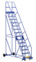 Vestil Steel Rolling Warehouse Ladder - 58 Degree 14 Perforated 23-9/16 In. Step Width 350 lb - Blue