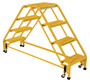 Vestil Steel Double Sided Step Ladder - 4 Grip Strut 16-13/16 In. Step Width 350 lb - Yellow