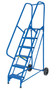 Vestil Steel Roll-A-Fold Ladder - 58 Degree 6 Perforated 16-13/16 In. Step Width 350 lb - Blue
