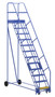 Vestil Steel Rolling Warehouse Ladder - 58 Degree 12 Grip Strut 23-9/16 In. Step Width 350 lb - Blue
