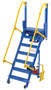 Vestil Steel Folding Mezzanine Ladder with - 115V Power Storage 60 In. Mezzanine Height 23-5/8 In. Step Width 350 lb - Blue and Yellow
