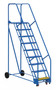 Vestil Steel Rolling Warehouse Ladder - 58 Degree 9 Grip Strut 23-9/16 In. Step Width 350 lb - Blue