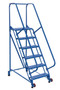 Vestil Steel Tip N Roll Ladder - 58 Degree 6 Grip Strut 24 In. Step Width 350 lb - Blue