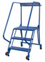 Vestil Steel Tip-N-Roll Ladder - 58 Degree 3 Straddle Grip Strut 24 In. Step Width 350 lb - Blue
