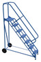 Vestil Steel Roll-A-Fold Ladder - 50 Degree 7 Perforated 16-13/16 In. Step Width 350 lb - Blue