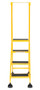 Vestil Steel Commercial Spring Loaded Ladder - 4 Steps 16 In. Wide 58 Degree with Anti-Slip Rubber Mats 300 lb - Yellow