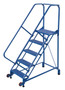 Vestil Steel Tip N Roll Ladder - 50 Degree 5 Grip Strut 24 In. Step Width 350 lb - Blue