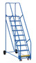 Vestil Steel Rolling Warehouse Ladder - 58 Degree 9 Perforated 23-9/16 In. Step Width 350 lb - Blue