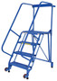 Vestil Steel Tip-N-Roll Ladder - 58 Degree 4 Straddle Grip Strut 24 In. Step Width 350 lb - Blue