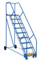 Vestil Steel Rolling Warehouse Ladder - 50 Degree 9 Perforated 23-9/16 In. Step Width 350 lb - Blue