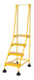 Vestil Steel Commercial Spring Loaded Ladders - 58 Degree 4 Perforated 16 In. Step Width 300 lb - Yellow
