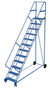 Vestil Steel Roll-A-Fold Ladder - 50 Degree 12 Perforated 23-9/16 In. Step Width 350 lb - Blue