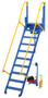 Vestil Steel Folding Mezzanine Ladder with - 115V Power Storage 96 In. Mezzanine Height 23-5/8 In. Step Width 350 lb - Blue and Yellow