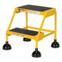 Vestil Steel Commercial Spring Loaded Ladder - 2 Steps 16 In. Wide 58 Degree with Anti-Slip Rubber Mats 300 lb - Yellow