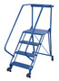 Vestil Steel Tip-N-Roll Ladder - 50 Degree 4 Straddle Grip Strut 24 In. Step Width 50 Degree 350 lb - Blue