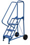 Vestil Steel Roll-A-Fold Ladder - 58 Degree 4 Perforated 16-13/16 In. Step Width 350 lb - Blue